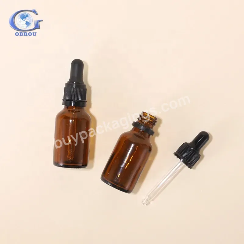 Obrou Amber Glass Essential Oil Aromatherapy Brown 5-50 Ml Drop For Refill Massage Oil Pipette Bottles