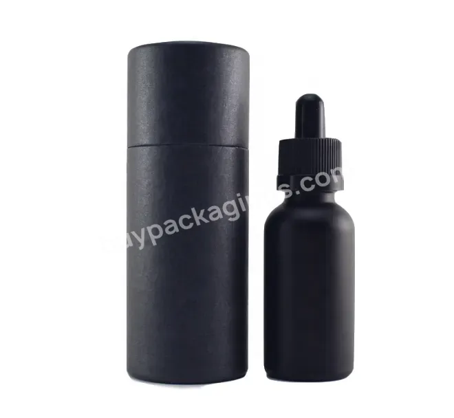 Obrou China Glass Bottles Supplier Beard Oil Dropper Bottle 30ml 50 Ml Matte Frosted Black Glass Dropper Bottle With Box