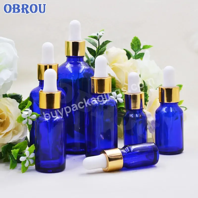 Obrou Cobalt Blue Skin Care Serum Glass Dropper Bottle Glass Pipette Bottle For Essential Oil