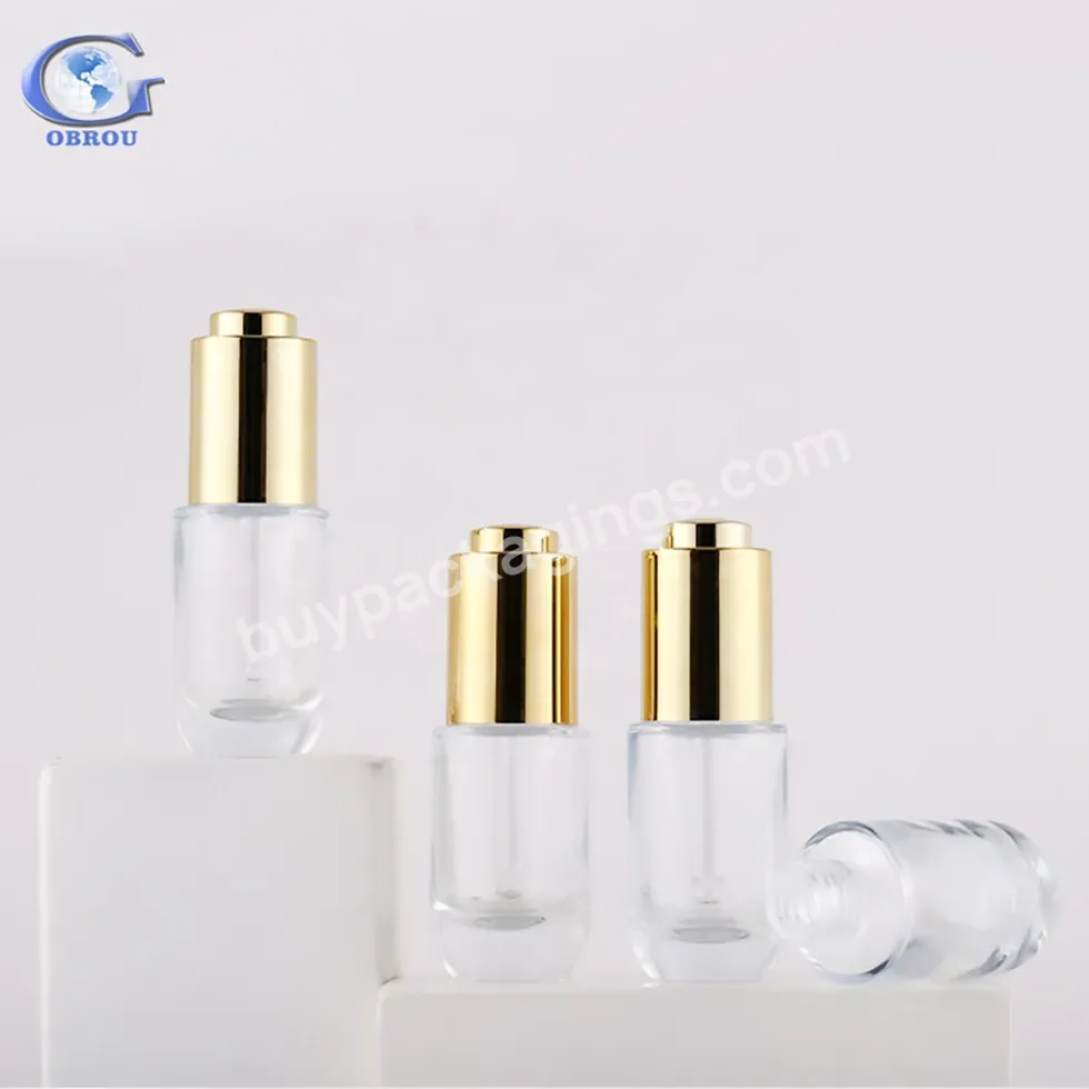 Obrou Cosmetic Packaging Glass Lotion Bottle 15ml Essential Oil Bottles With Dropper Serum Container