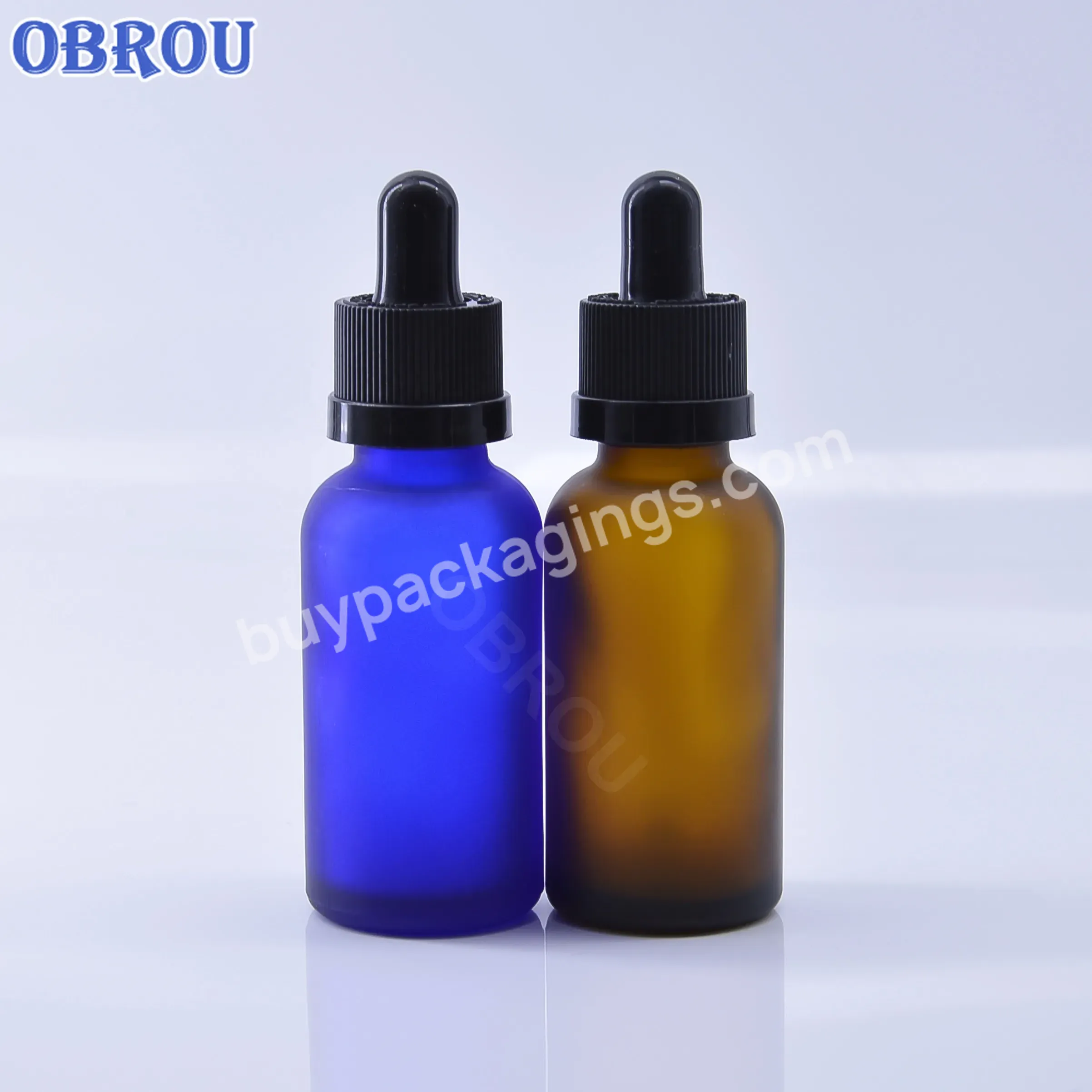 Obrou Custom 30 Ml Frosted Glass Serum Dropper Bottle Luxury Cardboard Packaging Box For Essential Oil Bottle