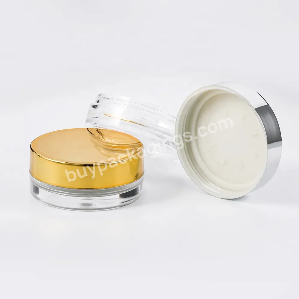 Obrou Easy Carry Small 18 G Transparent Acrylic Plastic Cosmetic Jar Skin Care Cream Jar With Gold Silver Screw Cap