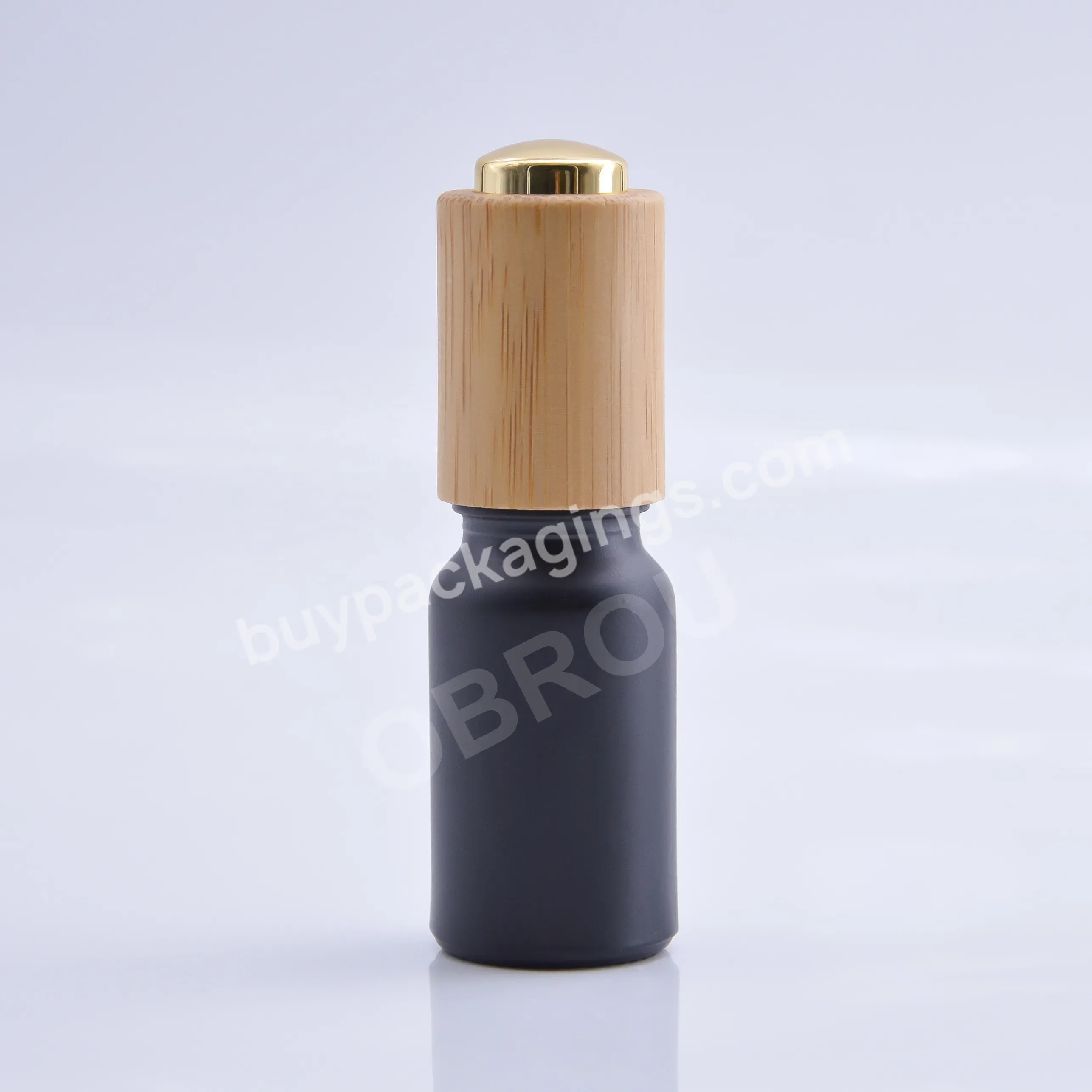 Obrou Empty 10 Ml 1 Oz Cosmetic Essential Hair Oil Bottles 30ml Cuticle Frosted Black Glass Drop Bottle