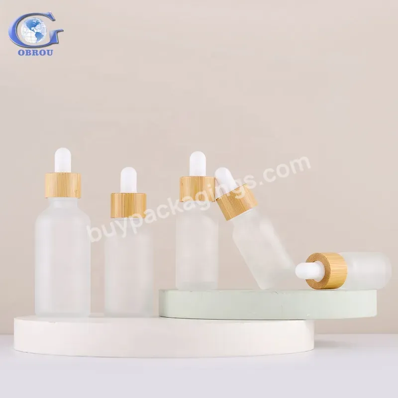 Obrou Factory Custom Clear Frosted Cylinder Hair Oil Cosmetic Serum Glass Dropper Empty Bottle For Essential Oil