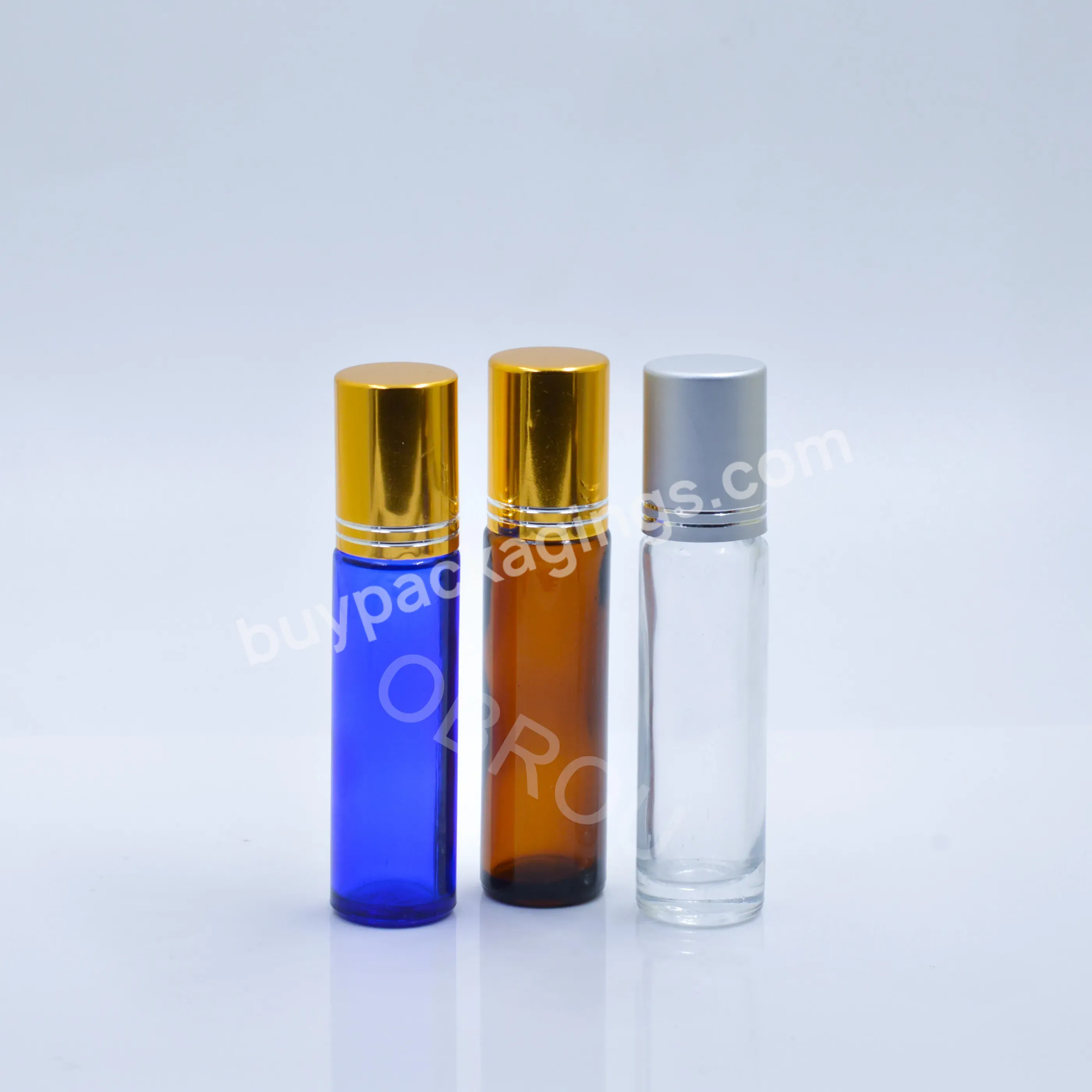 Obrou Factory Price Essential Oil Perfume 10ml Amber Glass Roller Bottle With Removable Stainless Steel Roller Ball