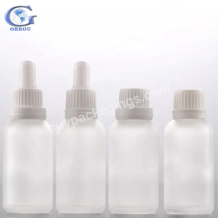 Obrou Glass Cosmetic Serum Packaging Frosted Transparent 30ml Glass Dropper Bottle With Cap