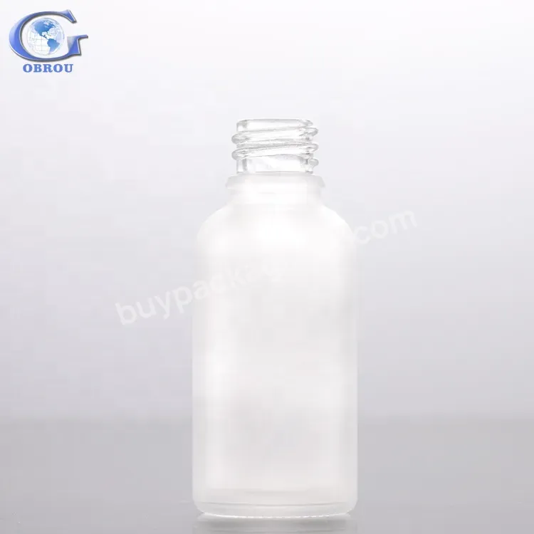 Obrou Glass Cosmetic Serum Packaging Frosted Transparent 30ml Glass Dropper Bottle With Cap