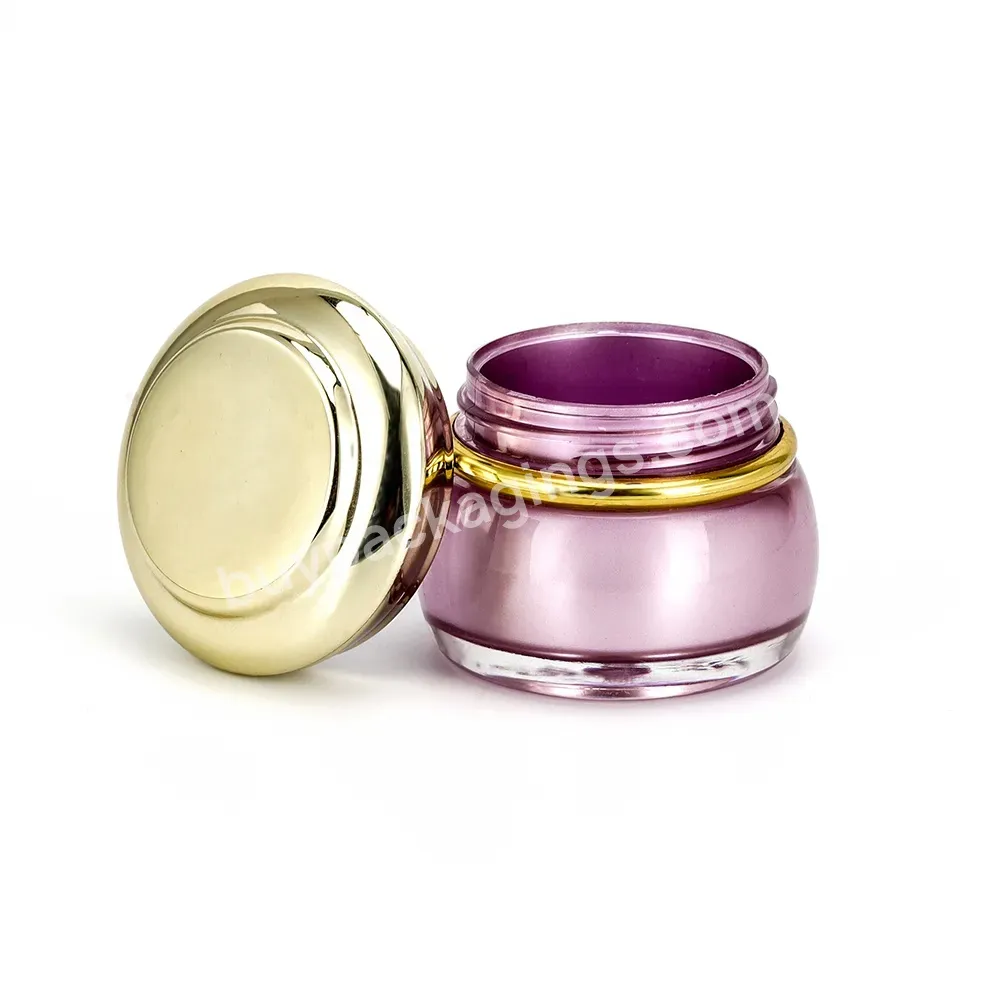 Obrou High-quality Round Shape Luxury 18g Purple Cosmetic Cream Jar With Gold Aluminium Cap For Sale