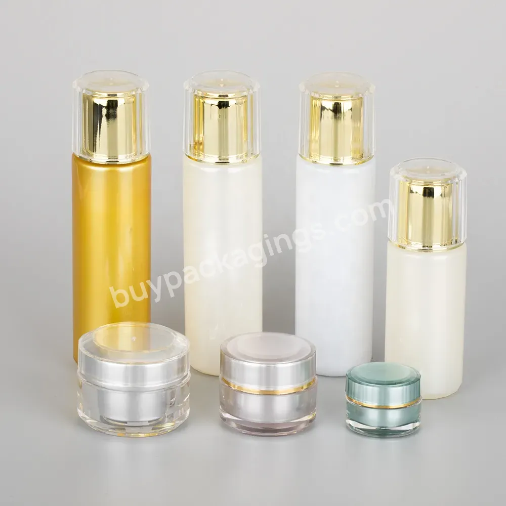 Obrou Hot Sale Acrylic Plastic Skincare Packaging Empty Cosmetic Jars And Pump Bottle Set For Cream