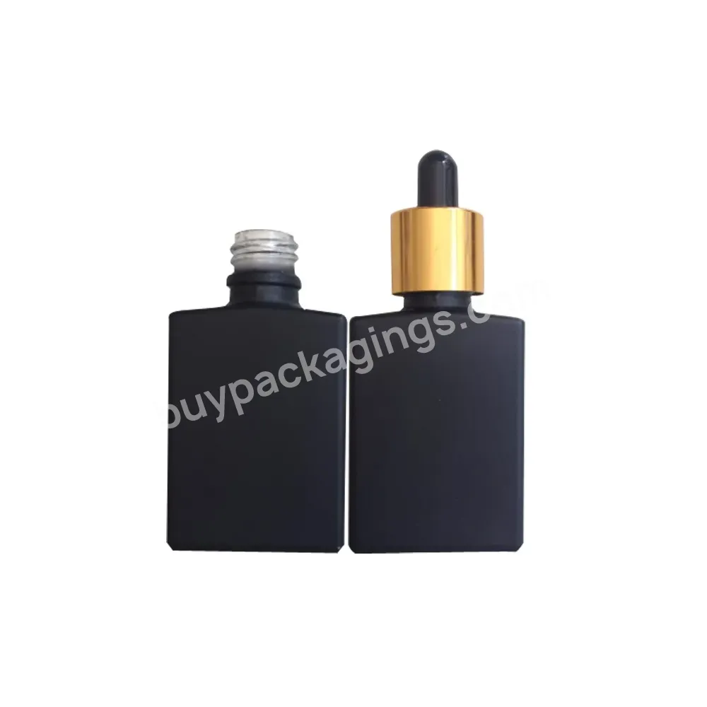 Obrou Matte Black Perfume Rectangular Bottles 30ml Essential Oil Glass Dropper Bottle