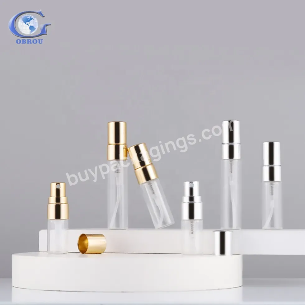 Obrou Mini Atomizer Mist Spray Bottle 2ml 3ml 5ml Glass Sample Vial Transparent Perfume Bottle