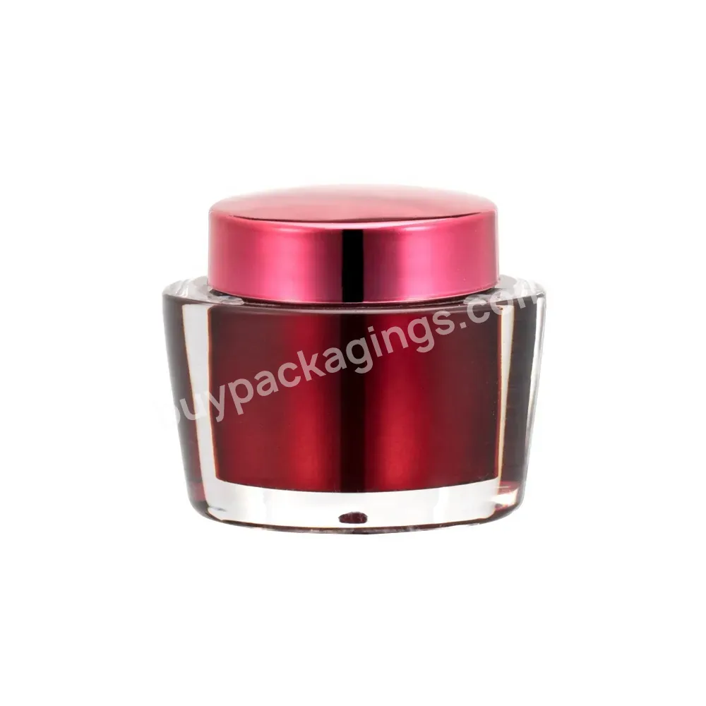 Obrou Obrou High-ending Red Electroplated 15g Small Capacity Acrylic Empty Cosmetic Jars For Skin Care Cream Jar