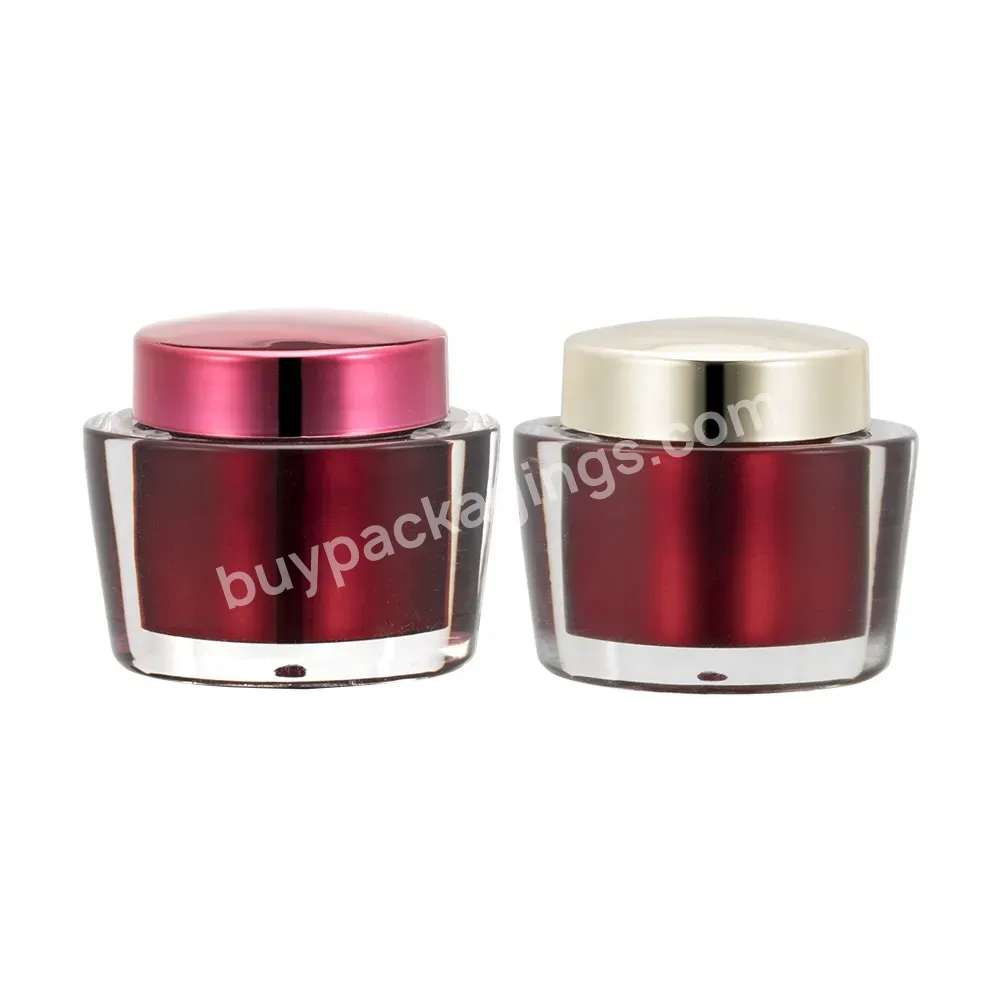 Obrou Obrou High-ending Red Electroplated 15g Small Capacity Acrylic Empty Cosmetic Jars For Skin Care Cream Jar