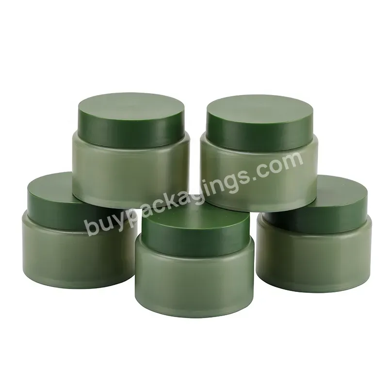 Obrou Plastic Dark Green Single Layer Pp Plastic Scrub Body Lotion Jars Empty Cosmetic Skin Cream Plastic Jar 100 G