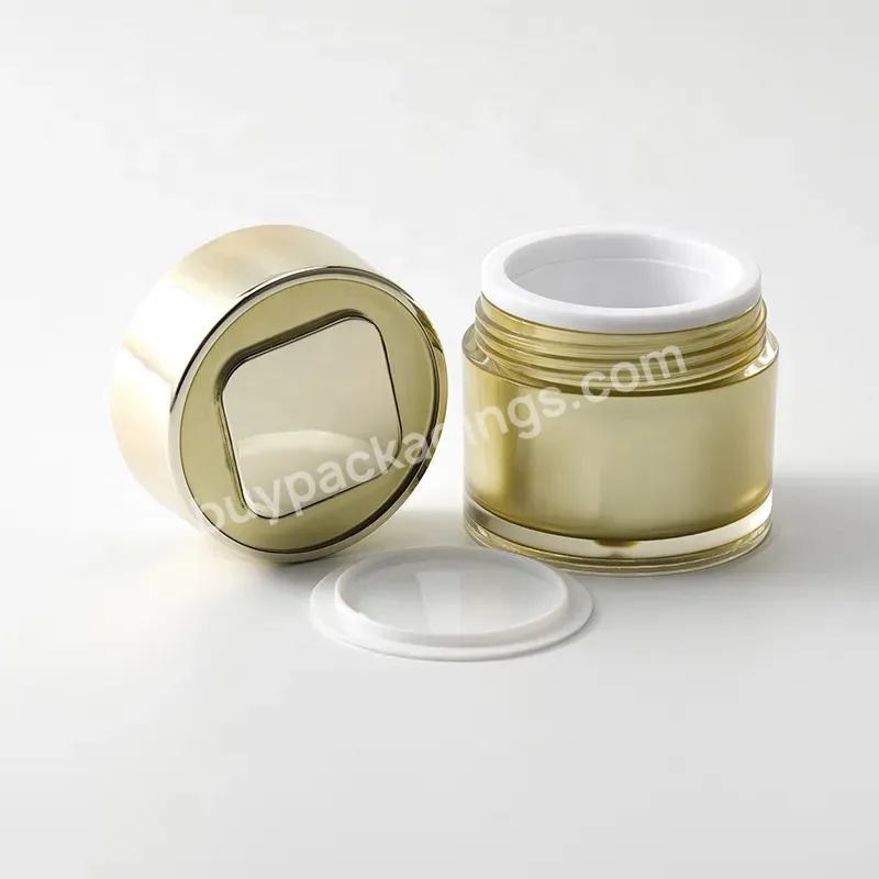 Obrou Professional Round Shape Gold Luxury Cosmetics Cream Empty Acrylic Jar With Mirror