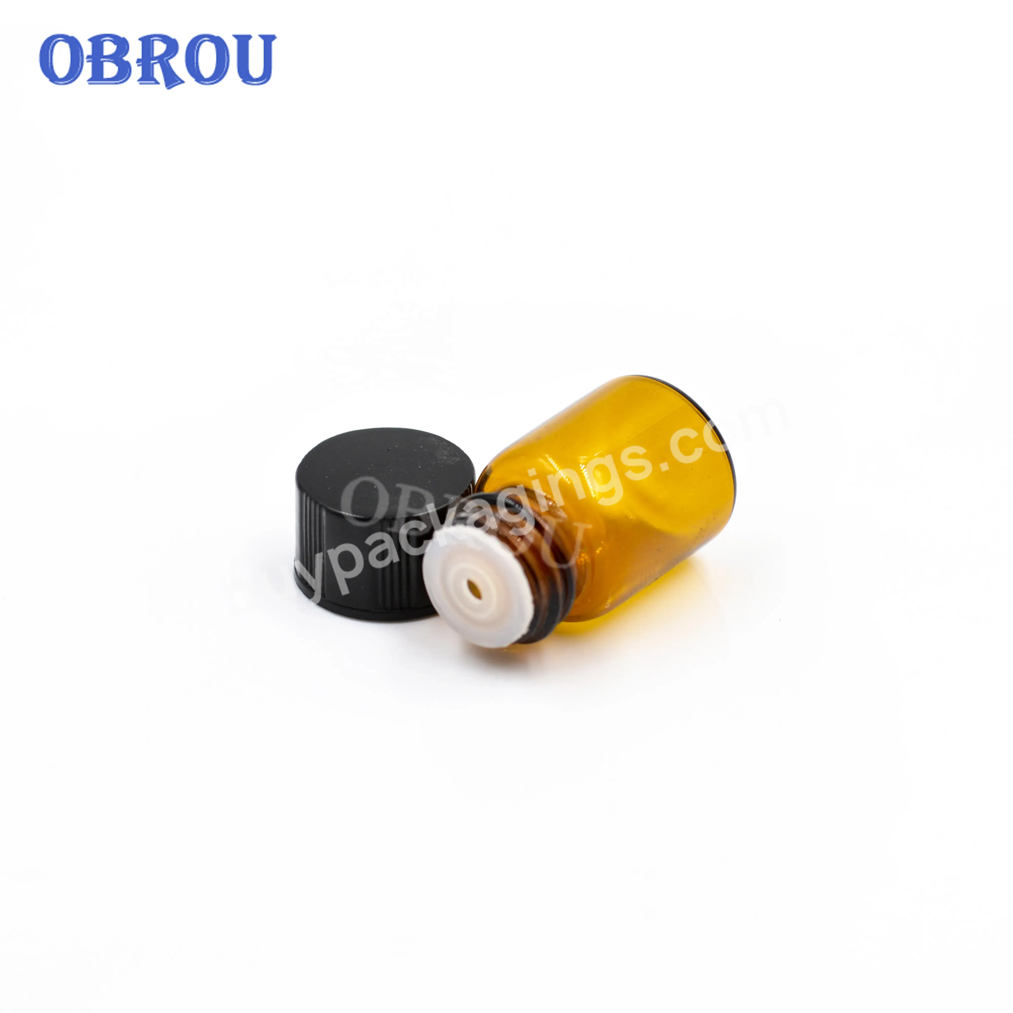 Obrou Small 1/2/3/5 Ml Essential Oil Perfume Small Sample Glass Vial Clear Amber Glass Dropper Bottle For Serum