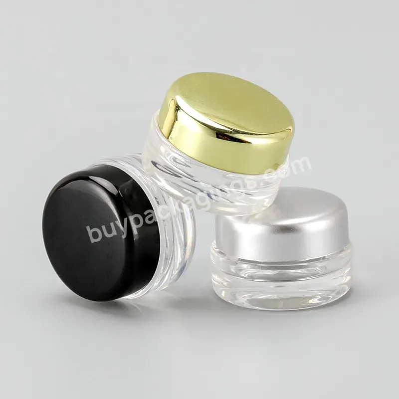Obrou Small Capacity 5 G Transparent Ps Plastic Empty Cosmetic Cream Jar With Gold Silver Electroplating Top Cover