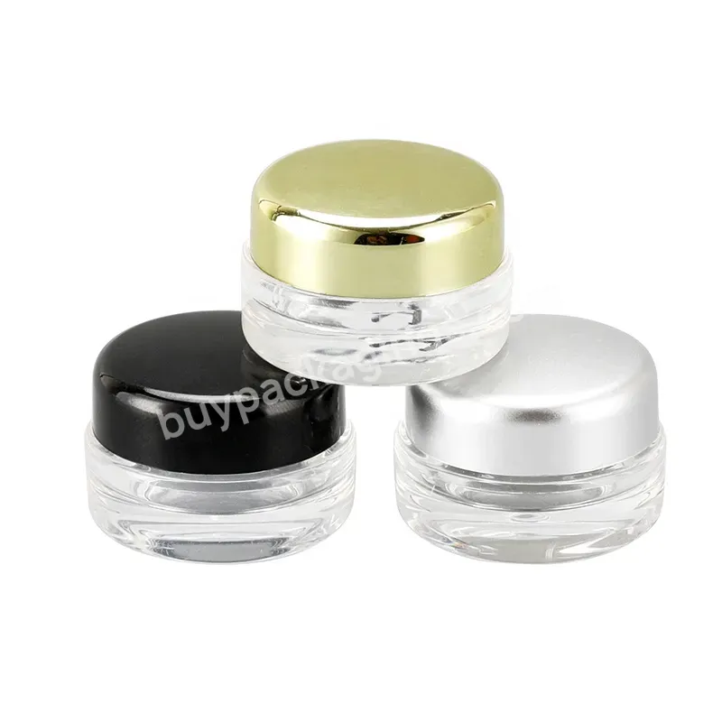 Obrou Small Capacity 5 G Transparent Ps Plastic Empty Cosmetic Cream Jar With Gold Silver Electroplating Top Cover