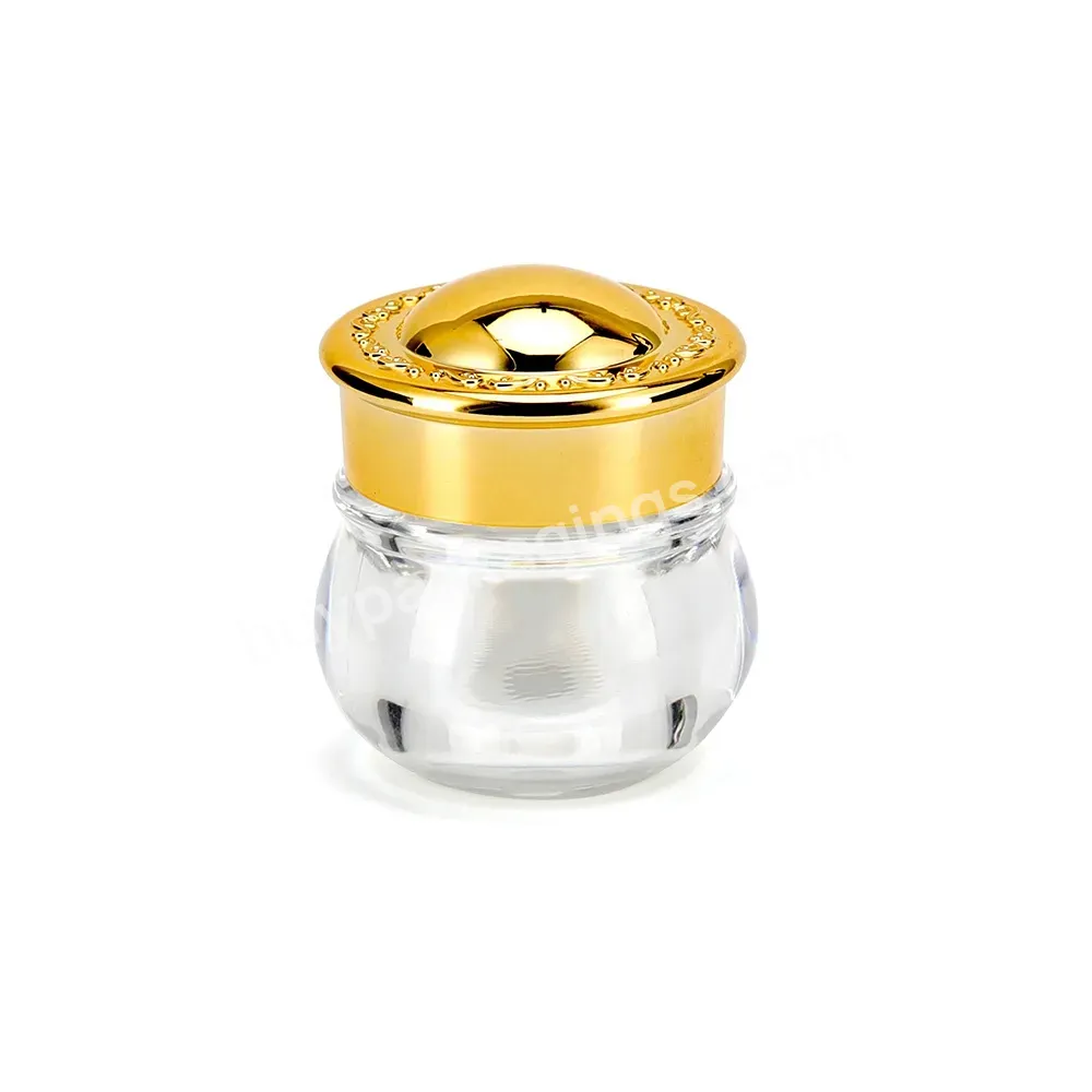 Obrou Small Clear Cosmetics Acrylic Jar 8g Plastic With Gold Color Cap Logo Printing Beauty Packaging