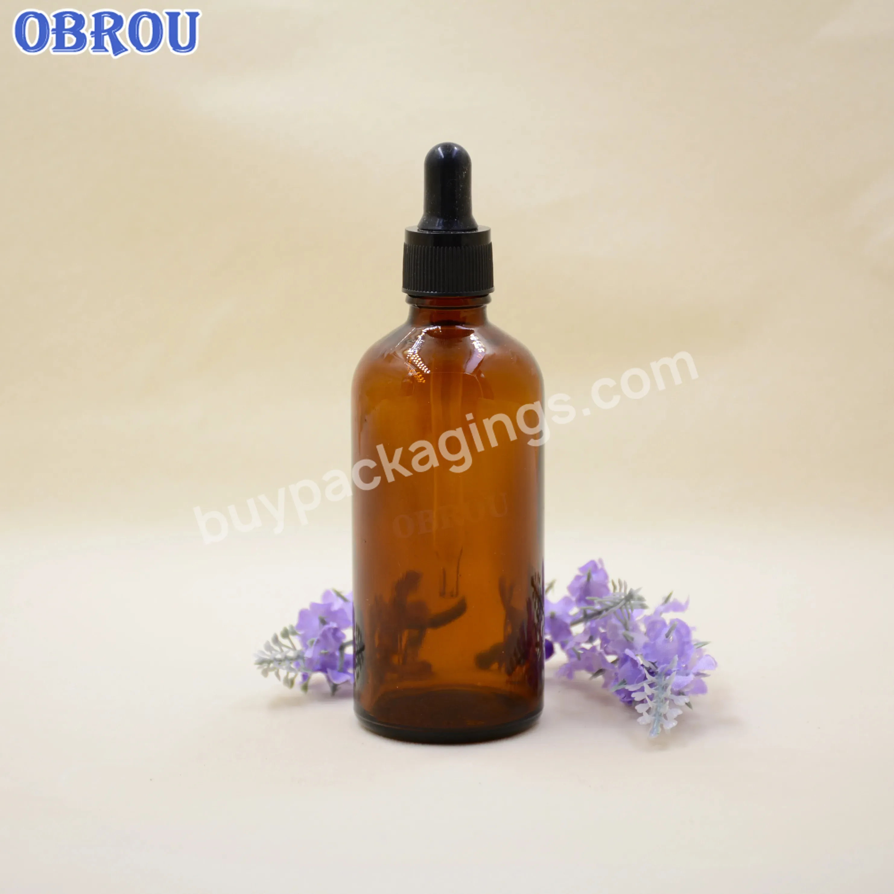 Obrou Wholesale 10ml 20ml 15ml 30ml 50ml Amber Cylinder Essential Oil Glass Dropper Bottle For Massage Oil