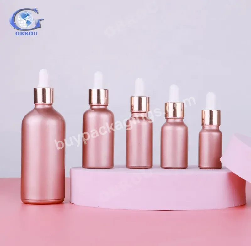 Obrou Wholesale Custom Logo Color Pink Skin Care Serum Bottles 30ml Essential Oil Glass Dropper Bottle