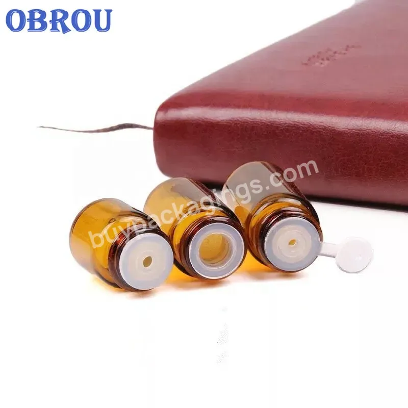 Obrou Wholesale Small Essential Oil Glass Bottle 1ml 2ml 3ml 5ml Mini Sample Clear Amber Glass Dropper Vial