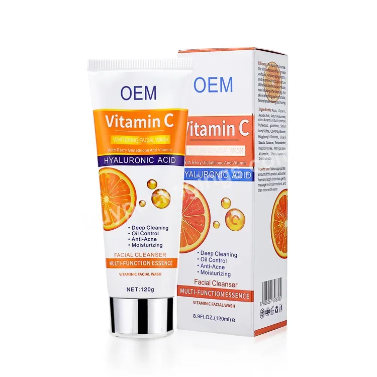 Odm Oem Face Cleanser Tube Box 50ml 100ml 120ml Plastic Facial Cleanser Squeeze Soft Tubes With Paper Box Packaging