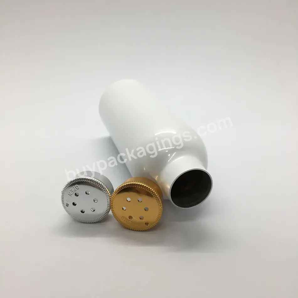 Oem 100g White Aluminum Powder Shaker Bottle With Silver Twist Open/close Sifter Cover