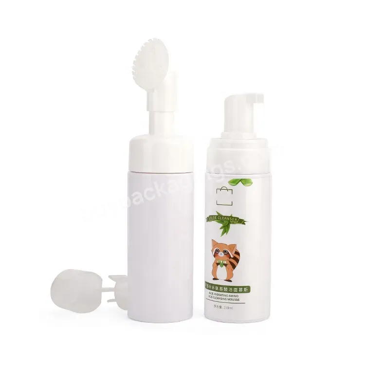 Oem 100ml Plastic Pet Mousse Soap Foam Pump With Silicone Brush For Facial Cleanser Wash Bottle