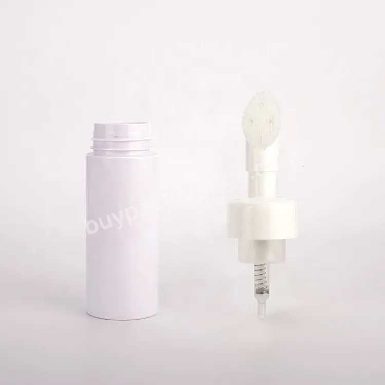 Oem 100ml Plastic Pet Mousse Soap Foam Pump With Silicone Brush For Facial Cleanser Wash Bottle