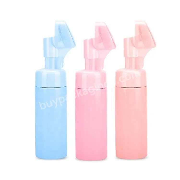 Oem 150ml 5oz Plastic Pet Soap Foam Pump Bottle With Silicone Brush Foam Pump For Facial Cleaning