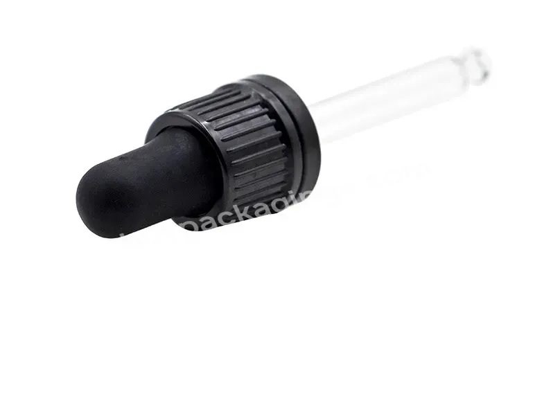 Oem 18mm Glass Dropper Pipette With Tamper Evident Cap,Tamper Proof Black Dropper Cap