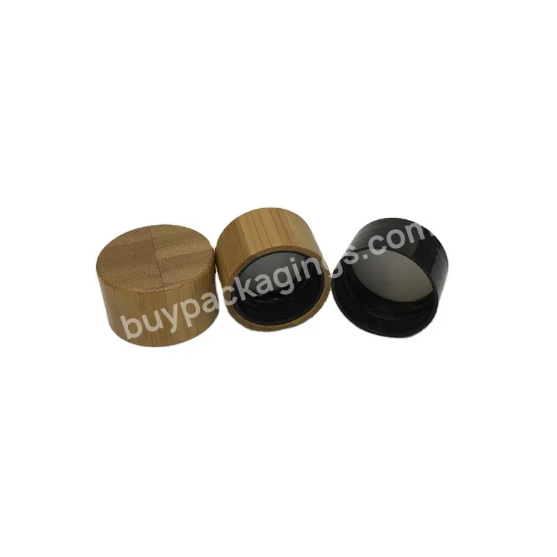 Oem 18mm/20mm/24mm/28mm Plastic Screw Cap Bamboo Wooden Lid/wholesale Hot Sale Recyclable Bamboo Lid Inner Plastic Cap