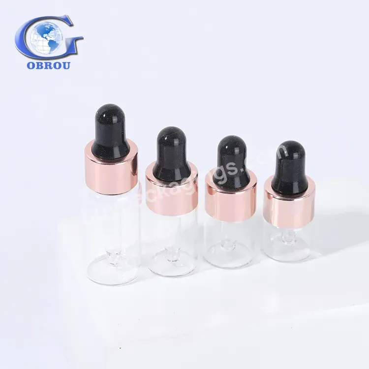 Oem 1ml 2ml 3ml 5ml Glass Amber Essential Oil Dropper Bottle Cosmetic Perfume Oil Small Vial With Black White Dropper In Stock