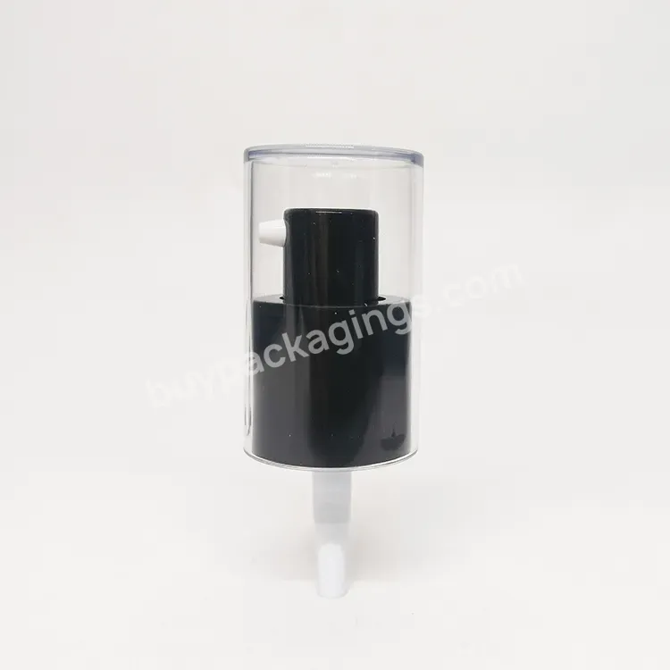 Oem 20/410 Black Color Plastic Cosmetic Cream Pump Transparent As Over Lid Treatment Pump Dispenser For Cosmetic Package