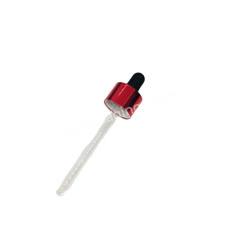 Oem 20/410 Shiny Red Aluminum Dropper With Glass Pipette Essential Oil Dropper