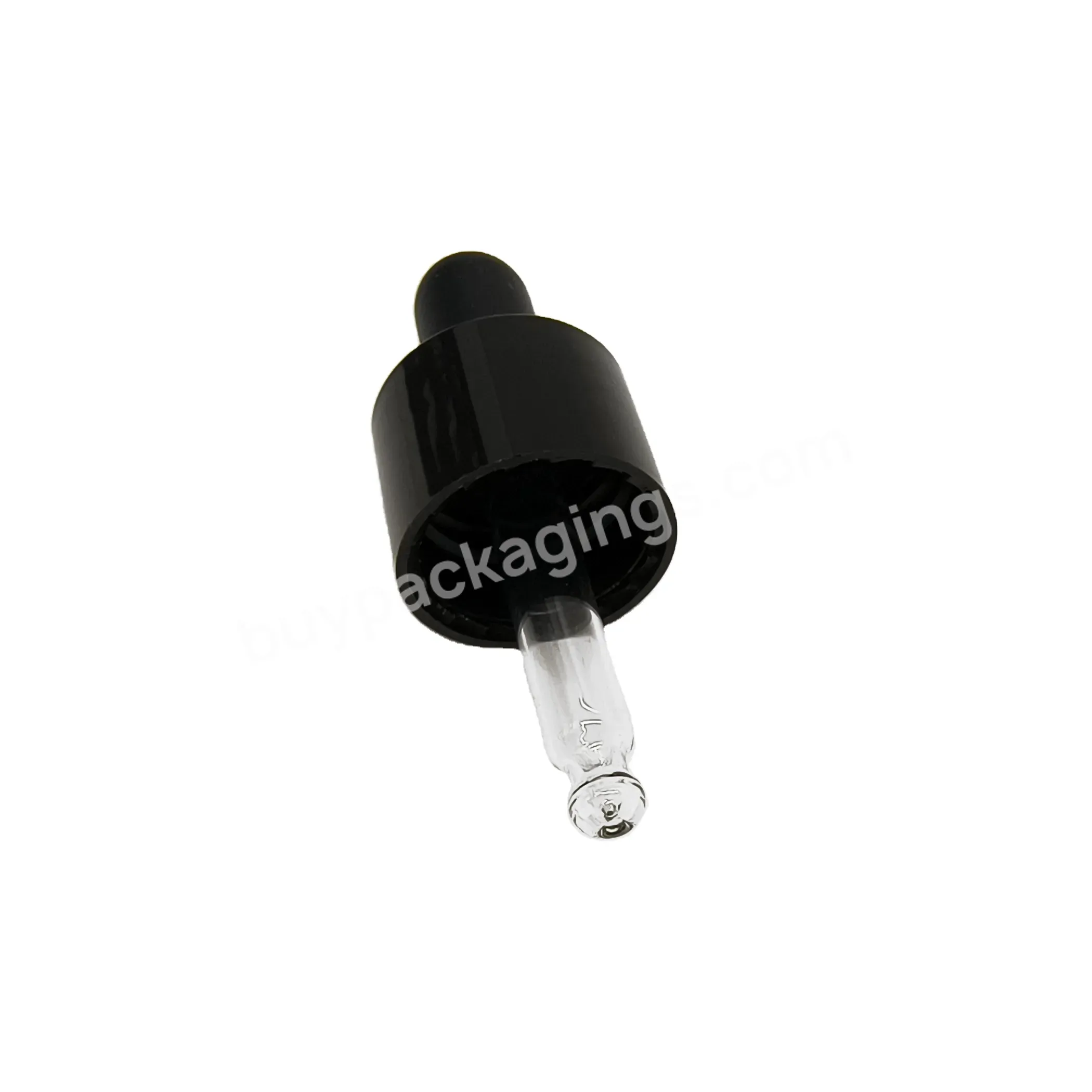 Oem 20mm High Quality Glass Dropper Pipette With Black Cap And Matte Nipple