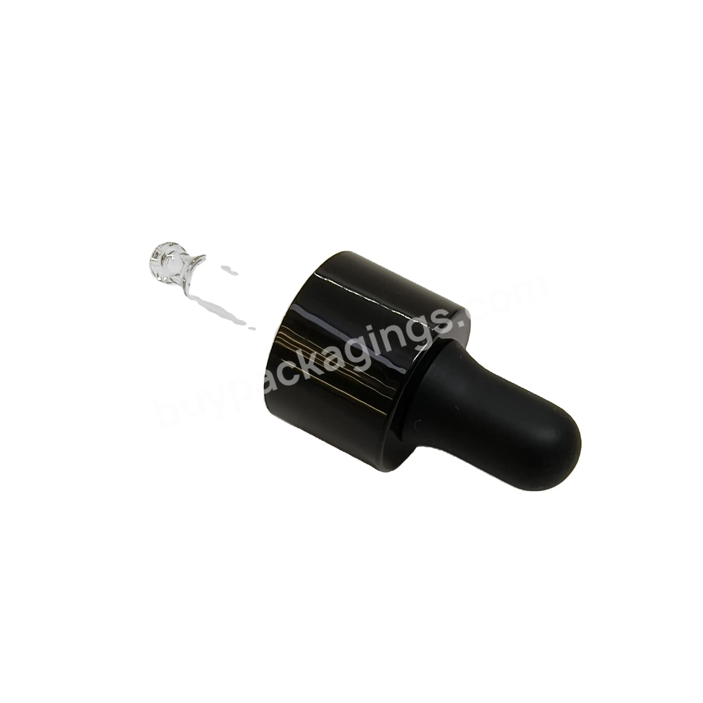 Oem 20mm High Quality Glass Dropper Pipette With Black Cap And Matte Nipple