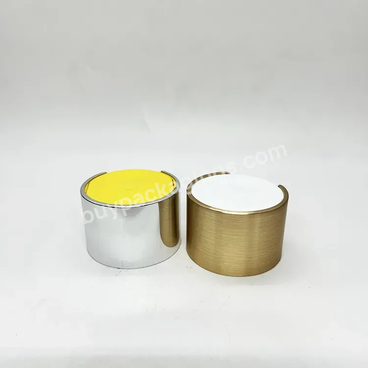 Oem 24/410 Double Wall Brushed Gold Press Pump Cover Essence Liquid Cap For Lotion/disc Top Press Cap Manufacturer/wholesale