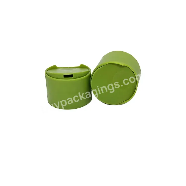 Oem 24/410 Double Wall Essential Oil Press Pump Cover Liquid Cap For Lotion/ Matte Green Disc Top Press Cap Manufacturer/wholesale