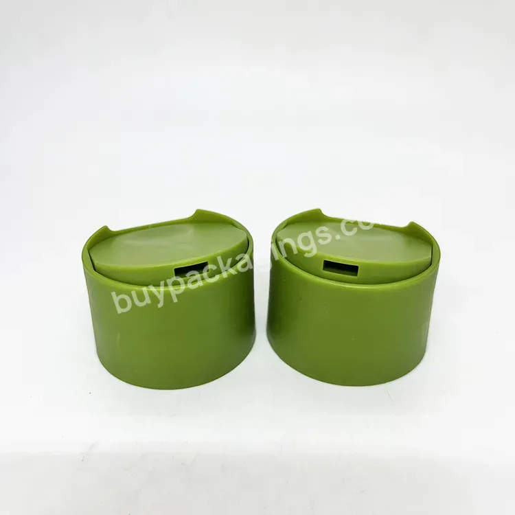 Oem 24/410 Double Wall Essential Oil Press Pump Cover Liquid Cap For Lotion/ Matte Green Disc Top Press Cap Manufacturer/wholesale