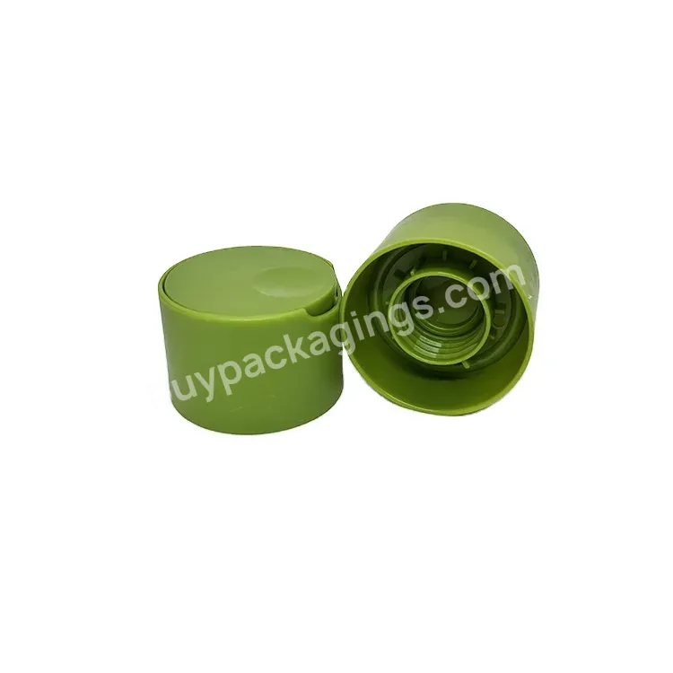 Oem 24/410 Double Wall Essential Oil Press Pump Cover Liquid Lid For Lotion/ Matte Green Disc Top Press Cap Manufacturer/wholesale