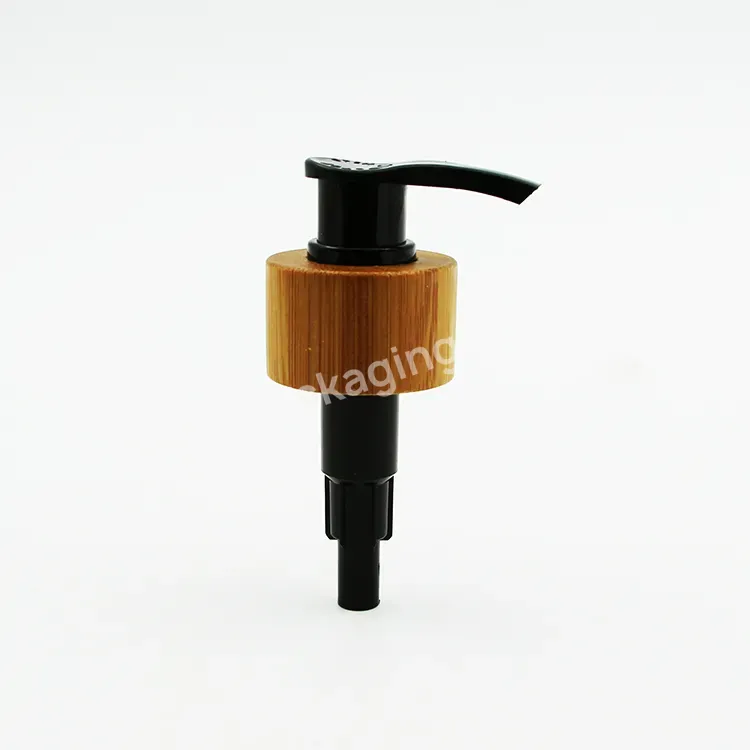 Oem 24mm 28mm Eco-friendly Real Bamboo Decorated Plastic Lotion Pump Shampoo Bottle Pump Head Manufacturer/wholesale