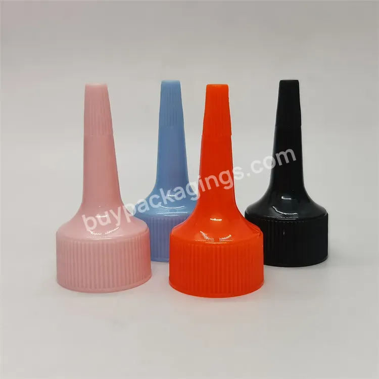 Oem 24mm Tip Glue Bottle Screw Lid Hairdressing Plastic Point Mouth Liquid Ink Bottle Lid Cosmetic Sample Distribution Twist Up Lid