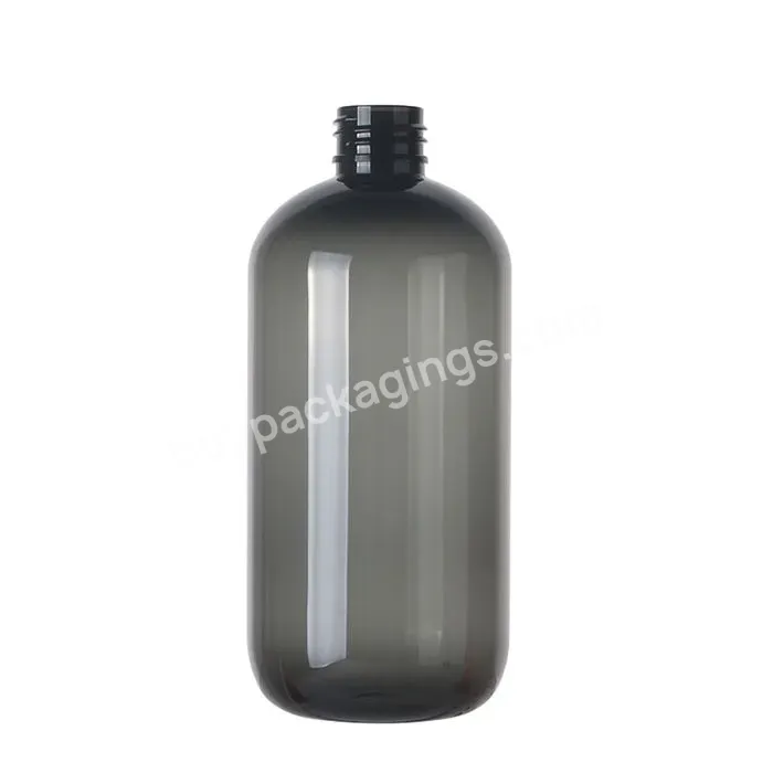 Oem 300ml 500ml Empty Boston Round Cosmetic Pet Cylinder Shampoo Plastic Bottle For Hair Oil Plastic Bottle Logo