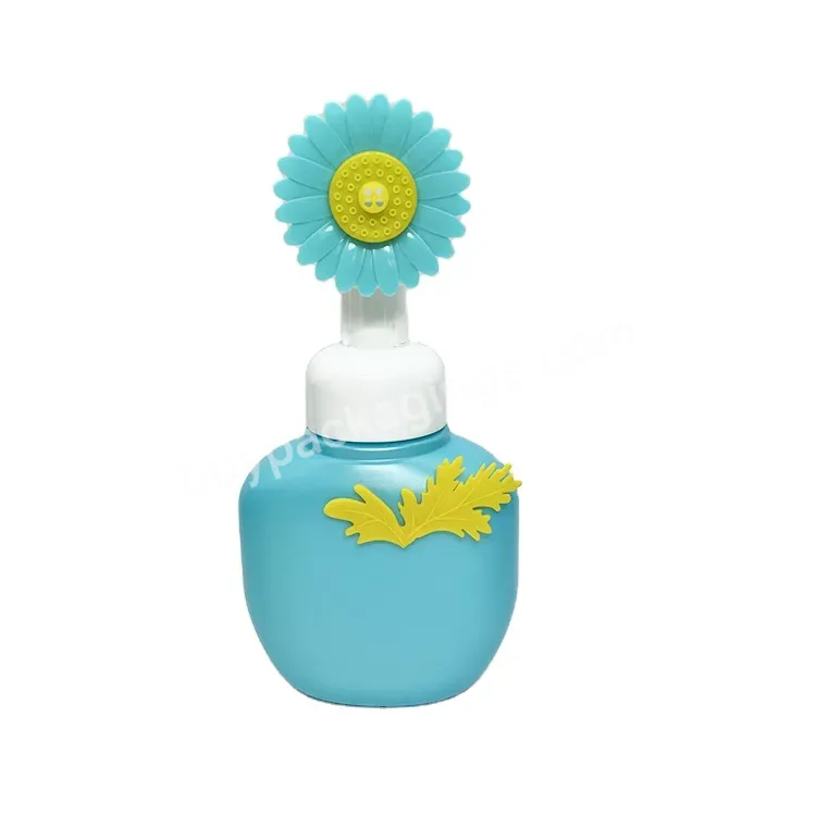 Oem 300ml Plastic Blue Flower Shape Hand Soap Dispenser Foamer Bottle Pump / Liquid Soap Dispenser Wholesale Cosmetic Foam Bottle