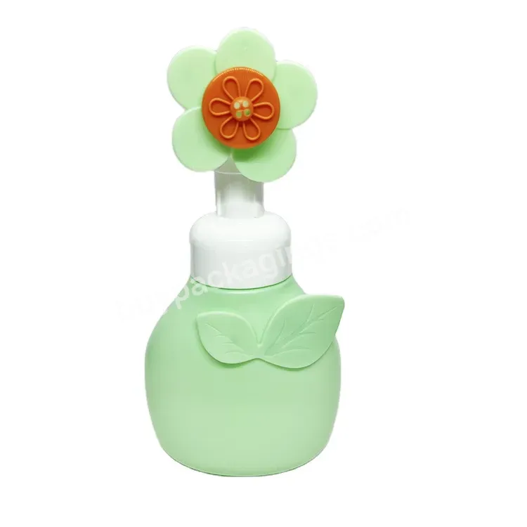 Oem 300ml Plastic Greenflower Shape Hand Soap Dispenser Foamer Bottle Pump / Liquid Soap Dispenser Wholesale Cosmetic Foam Bottle