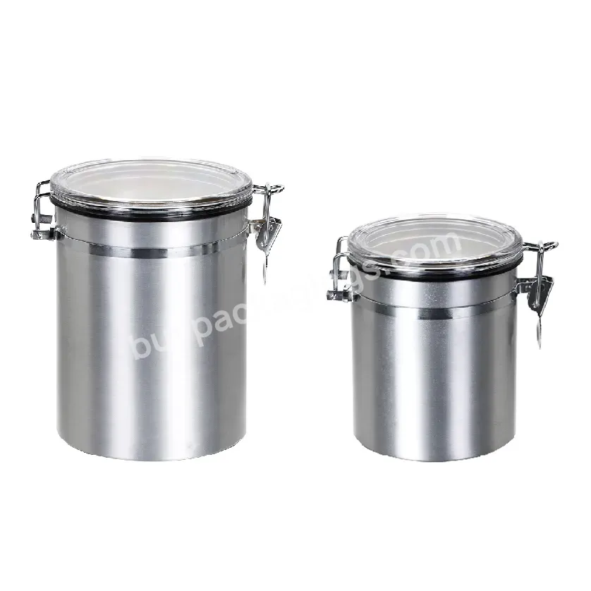 Oem 304 Stainless Steel Coffee Beans Sealed Storage Tank With Flip Top Moisture-proof Kitchen Storage Airtight Can