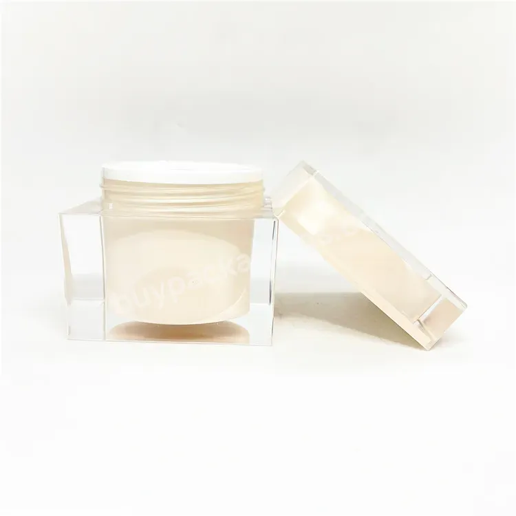 Oem 30ml 50ml Custom Square Luxury Cosmetic Clear Frosted Cream Jars For Face Skincare