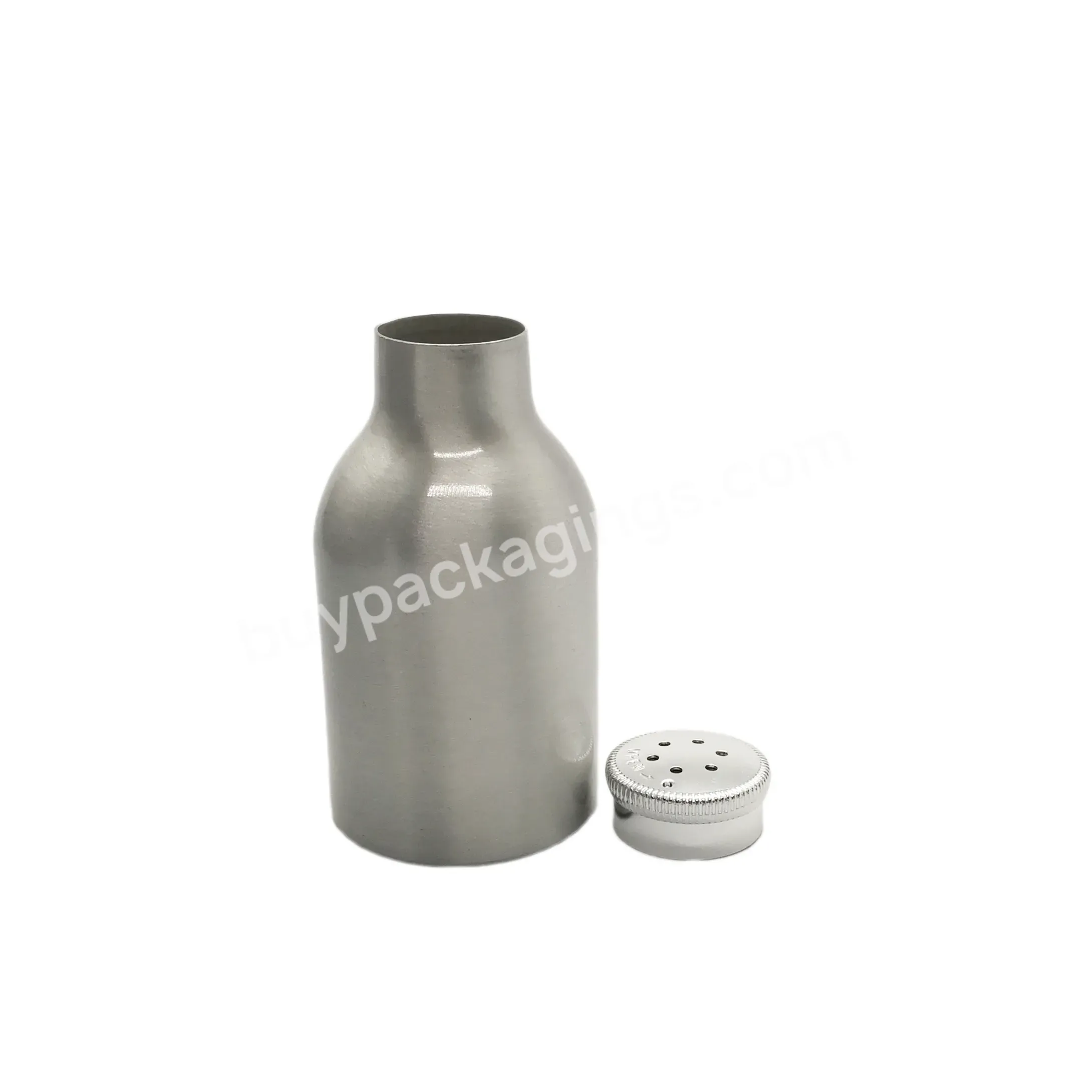 Oem 50g Mini Silver Aluminum Talc Powder Shaker Bottle With Silver Sifter Cap